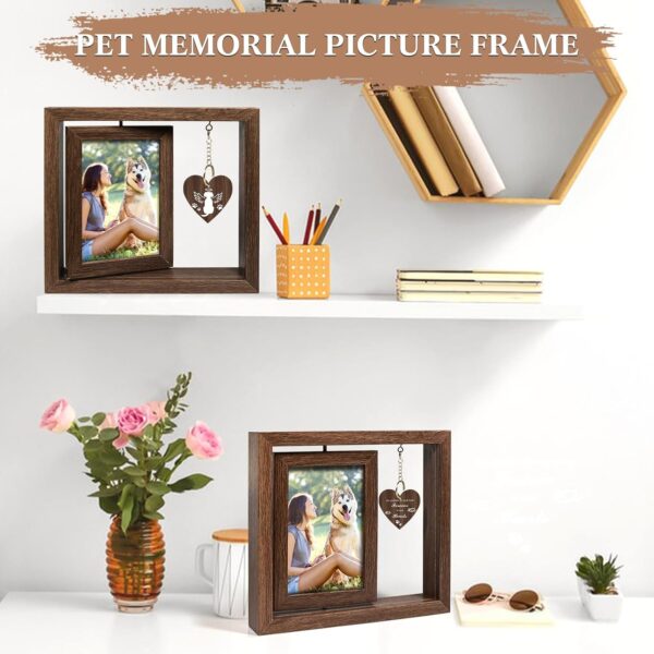 Dog Memorial Picture Frame, Pet Memorial Gifts for Dogs Rotating Wooden Photo Frame 4x6in, Dog Memorial Gifts for Loss of Dog, Rainbow Bridge Pet Loss Sympathy Gift for Dog Lovers - Image 5