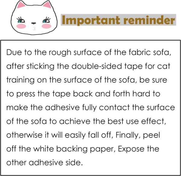 Cat Scratch Deterrent Tape - Anti-Scratch Cat Training Tape for Couch, Furniture, Door, 4" x33Yards, 100% Transparent Clear, Removable, Residue-Free, Non-Toxic - Image 6