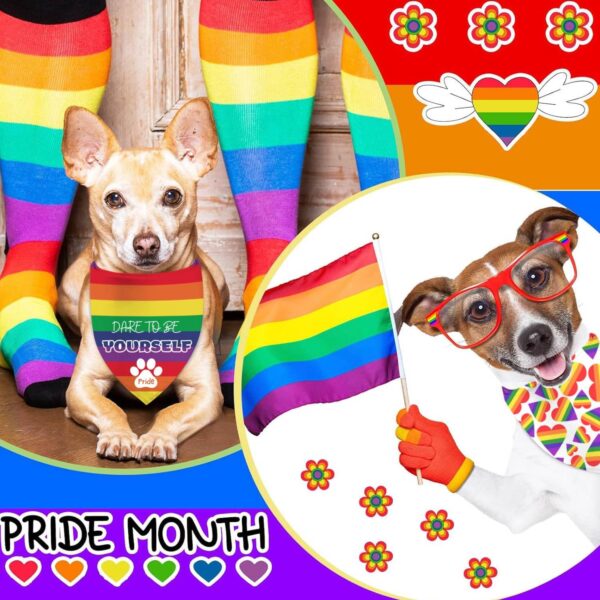 Pride Dog Bandanas, LGBT+ Rainbow Holiday Party Adjustable Pet Decorations 2 Pack Triangle Bibs Cat Scarf Set - Image 4