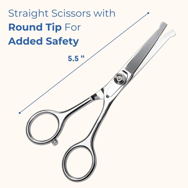 Pet Grooming Scissors Set With Round Tips For Dogs & Cats - Professional Grade Shears Safely Cut Through Dog or Cat Hair - Fur Trimming Made Easy - (Set of 2) - Image 2