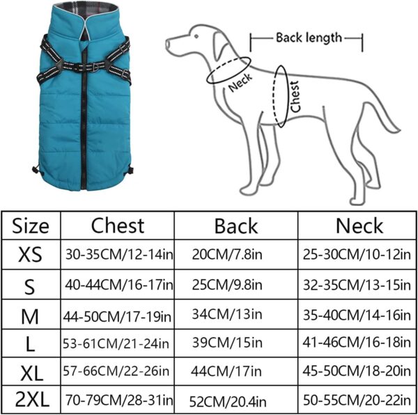 Winter Warm Coat Geyecete Waterproof Dog Winter Jacket with harness traction belt,Pet outdoor jacket Dog autumn and winter clothes for Medium, small Dog-Blue-S - Image 6