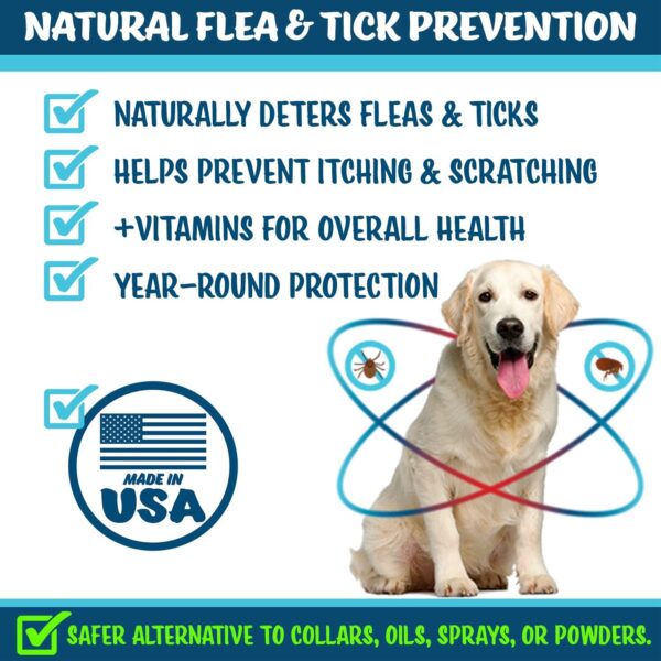 Flea and Tick Prevention for Dogs Chewables Supplement - Made in USA - Natural Flea & Tick Control for Dogs - Oral Flea Pills for Dogs - Flea Defense - All Breeds & Ages - Image 2