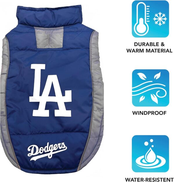 Pets First MLB Los Angeles Dodgers Puffer Vest for Dogs & Cats, Size Large. Warm, Cozy, & Waterproof Dog Coat, for Small & Large Dogs/Cats. Best MLB Licensed PET Warming Sports Jacket (LAD-4081-LG) - Image 9