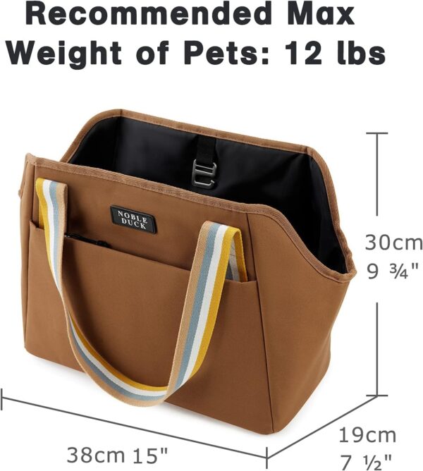 Small Dog Carrier Purse with Pockets, Portable Small Dog/Cat Soft-Sided Carrier with Adjustable Safety Tether, Versatile Pet Carrier Tote for Subway/Shopping/Hiking/Traveling (Khaki) - Image 2