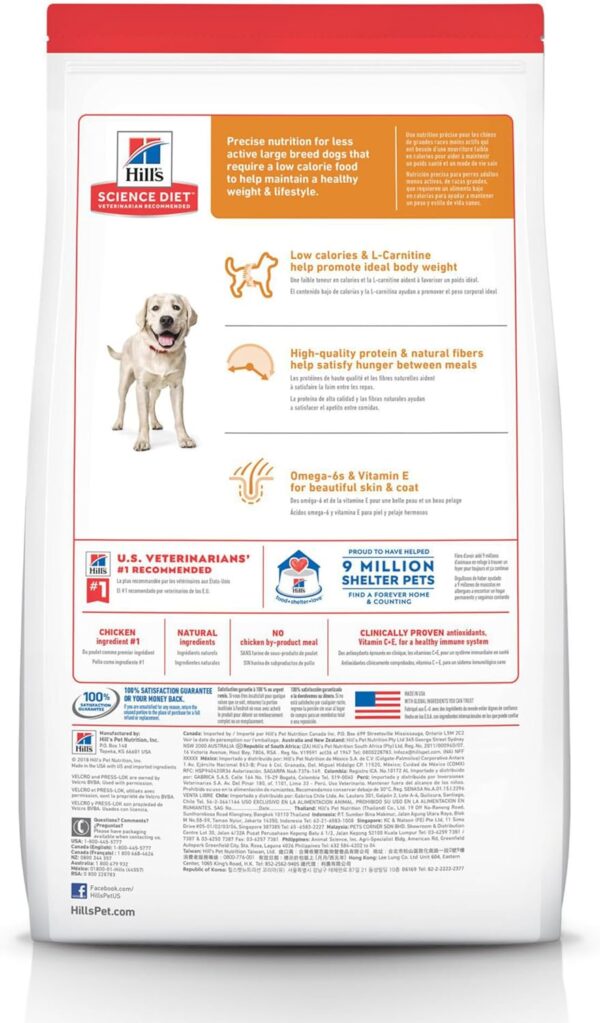 Hill's Science Diet Light , Adult 1-5, Large Breed Weight Management Support, Dry Dog Food, Chicken & Barley, 30 lb Bag - Image 2