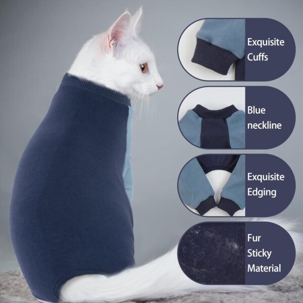 Bonaweite Cat Pajamas for Cats Only, Sticky Hair Cat Clothes, Prevent Lost Hair Kitten Onesie Shirts Costumes Outfits for Pet, Cat Recovery Suit for Cats or Small Dogs - Image 3