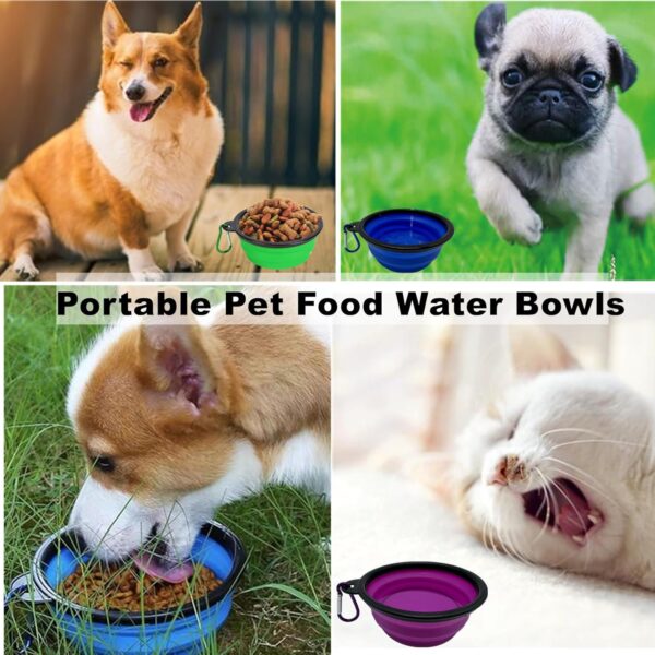 Collapsible Bowls Dog Pet Bowl, 4 Pack for Cats Dogs Travel Bowl Portable Foldable Pet Feeding Watering Dish Pet Supplies for Walking Parking Traveling Camping with 4 Carabiner Clip - Image 6