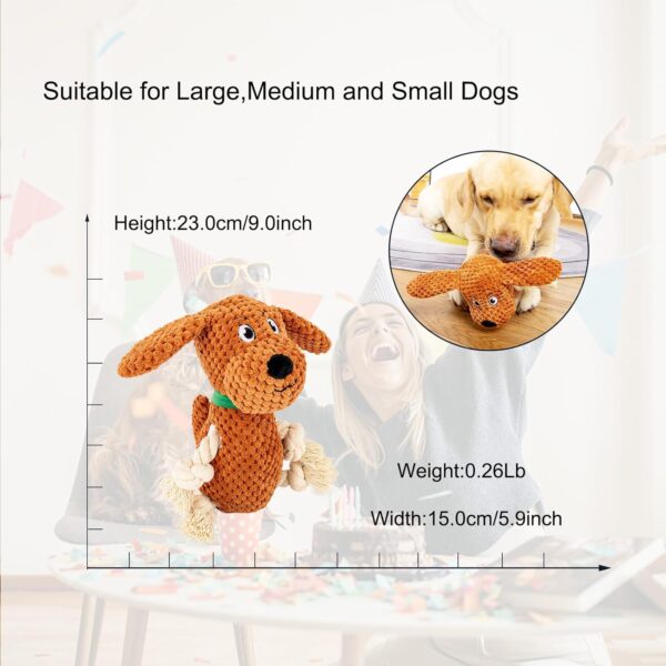 Dog Toys Squeaky Plush Toys, Cute Stuffed Dog Chew Toys, for Small Medium Large Dogs Pet Birthday Gifts Brown - Image 5