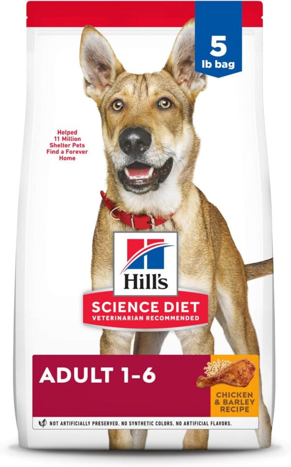 Hill's Science Diet Adult 1-6, Adult 1-6 Premium Nutrition, Dry Dog Food, Chicken & Barley, 5 lb Bag