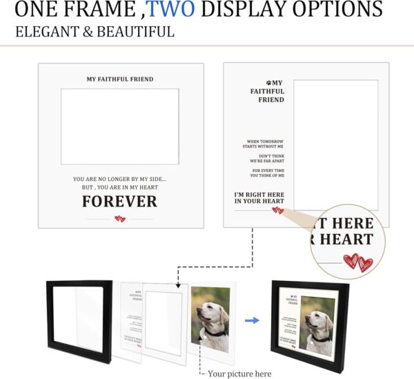 Dog Memorial Gifts for Loss of Dog,Pet Memorial Frame with 2 Display Mats,Dog or Cat Memorial Picture Frame for 4x6 Photo,Wooden Remembrance Frame for Dog,Loss of Dog Sympathy Gift - Image 3