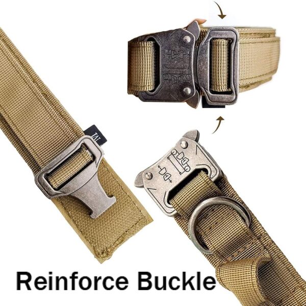 Tactical Dog Collar Military Dog Collar Adjustable Nylon Dog Collar Heavy Duty Metal Buckle with Handle for Dog Training (Brown,L) - Image 5