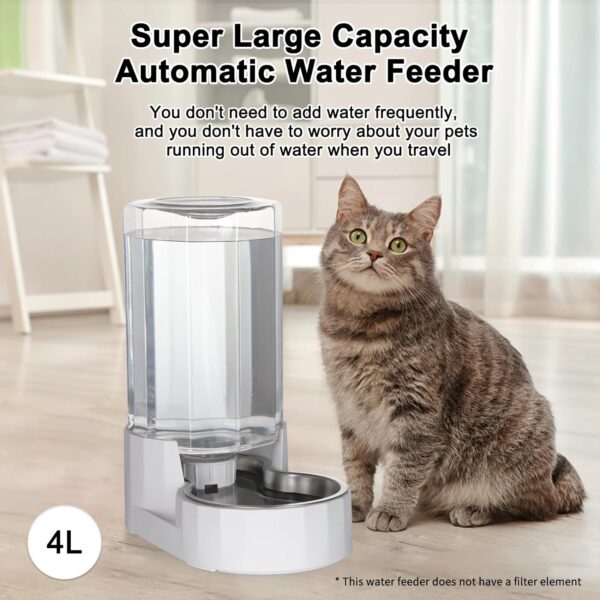 RIZZARI Automatic 4L Gravity Pet Water Dispenser with Stainless Steel Bowls, 100% BPA-Free,Safe and Large Capacity, Suitable for Small and Medium-Sized Cats and Dogs (4L Without Filter) - Image 5