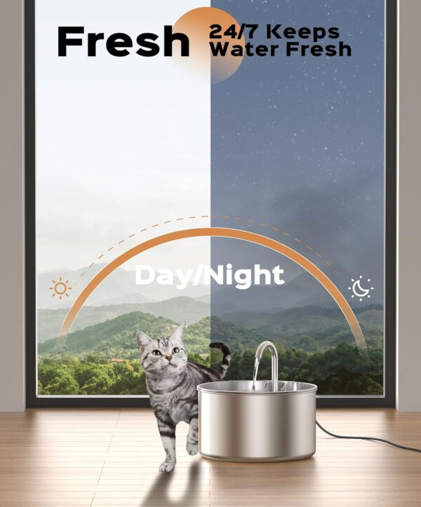 Stainless Steel Cat Water Fountain: Pet Fountains Indoor Metal Automatic Dispenser Cat Waterer Bowls Dog Faucet Bottle Pets 24/7 Running Watering for Drinking Quiet Pump with Filters - Image 8