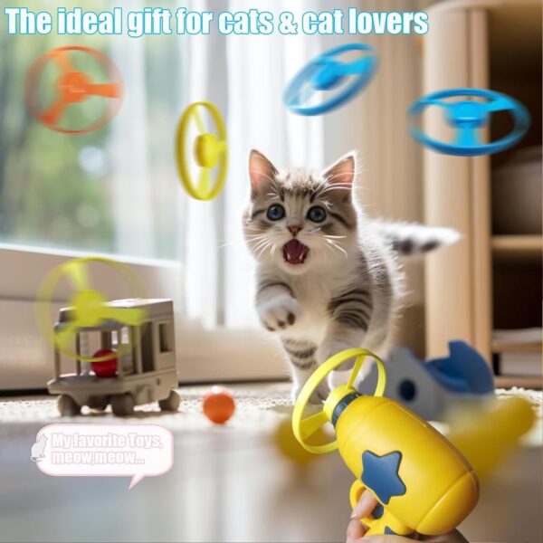 Cat Fetch Toys, Interactive Flying Cat Toys with 20 colored Flying Propellers, Cat Pet Tracks Chasing Toy for for Kitten Training Hunting (only Flying Propellers) - Image 6