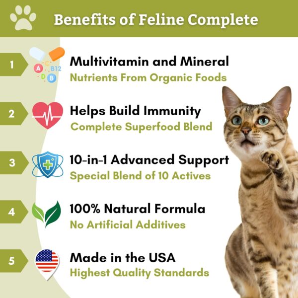 Wholistic Pet Organics Feline Complete: Cat Multivitamins Powder - 8 oz - Cat Probiotics for Indoor Cats - Immune Support Supplement for Cats - Essential Vitamins and Supplement for Cats Skin & Coat - Image 2