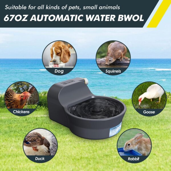 67OZ Dog Water Dispenser Patented Automatic Dog Water Bowl Dispenser Fits 3/4in GHT Faucets Water Dispenser for Dogs Pet Water Dispenser for Dogs Chicken Outdoor Dog Water Bowl Include 5Ft Water Hose - Image 6