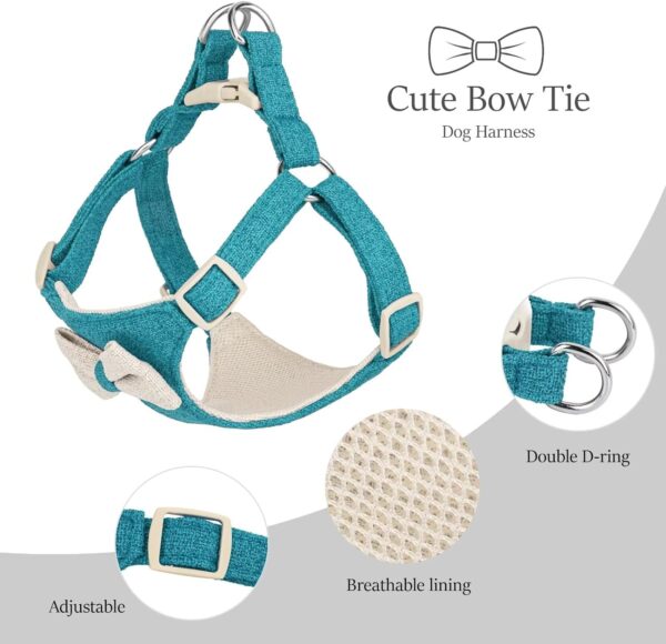 Didog Small Dog Harness Collar and Leash Set, Adjustable Lightweight Vest Harness with Cotton Soft Mesh for Small Dogs, Cats (Blue, XS) - Image 3