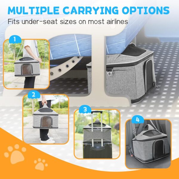 Cat Carrier, Pet Carrier Airline Approved for Cat, Soft Sided Large Cat Carrier Soft, Collapsible Pet Travel Carrier Bag for Small Medium Cats Small Dogs Puppy Under 20lbs(15.3"x12.2"x11.4") - Image 7