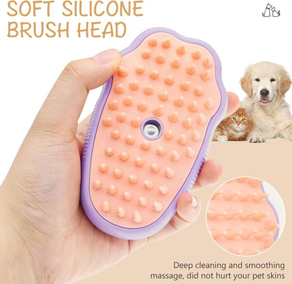 Pet Steam Brush - 3 In 1 Steamy Cat Brush, Rechargeable Steamy Pet Brush Self Cleaning Cat Groom Brush, Silicone Spray Cat Steamer Brush Massage, Pet Hair Removal Comb For Cat Dog - Image 4