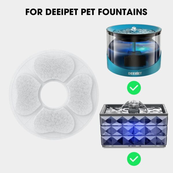 Cat Water Fountain Food Grade Replacement Filters & Sponges for 74oz, 135oz Automatic Pet Water Fountain Dog Water Dispenser(8 Carbon Filters+8 Sponge Filters) - Image 5