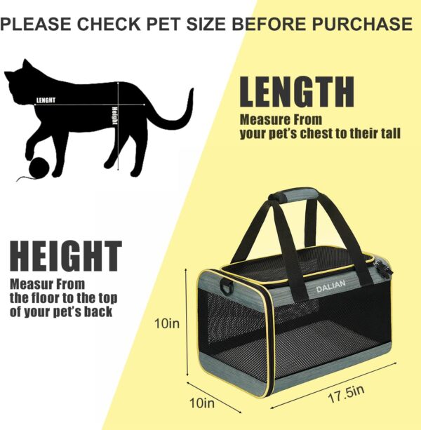 Cat Carrier Airline Approved Pet Carrier,Dog Carrier Soft-Sided Pet Travel Carrier Maximum Pet Weight 17 Pounds 17.5“x10 x10 - Image 2