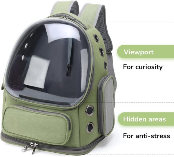 Cat Backpack Carrier for Cats and Small Dogs, Breathable Cat Bubble Backpack, Airline Approved Pet Travel Carrier for Hiking Camping & Outdoor(Green) 1 - Image 2