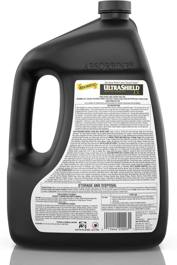 Absorbine UltraShield EX 128oz Insecticide, Kills & Repels Flies, Mosquitoes, Ticks, Fleas, Lice, Use on Horses, Dogs, Premises - Image 6