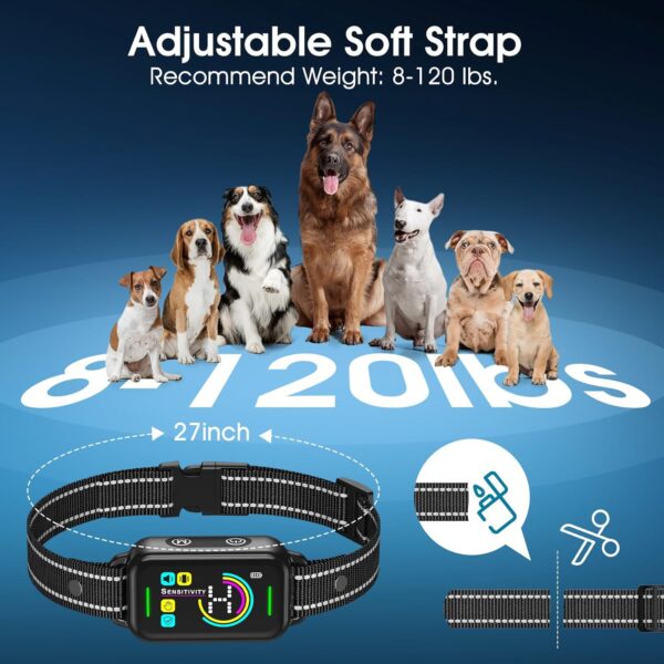 DINJOO Bark Collar, Dog Bark Collar for Large Medium Small Dogs,Smart Bark Collar,Rechargeable Anti Barking Training Collar with 8 Adjustable Sensitivity,Bark Collar with Beep (Dark Black) - Image 7