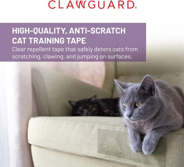 CLAWGUARD Cat Repellant Tape 20 Pre-cut Strips - Cat Scratch Furniture Protector - Cat Deterrent Tape - Cat Anti Scratch Shields - Cat Scratch Sofa Protection - Sofa Drapes Screens and More - Image 7