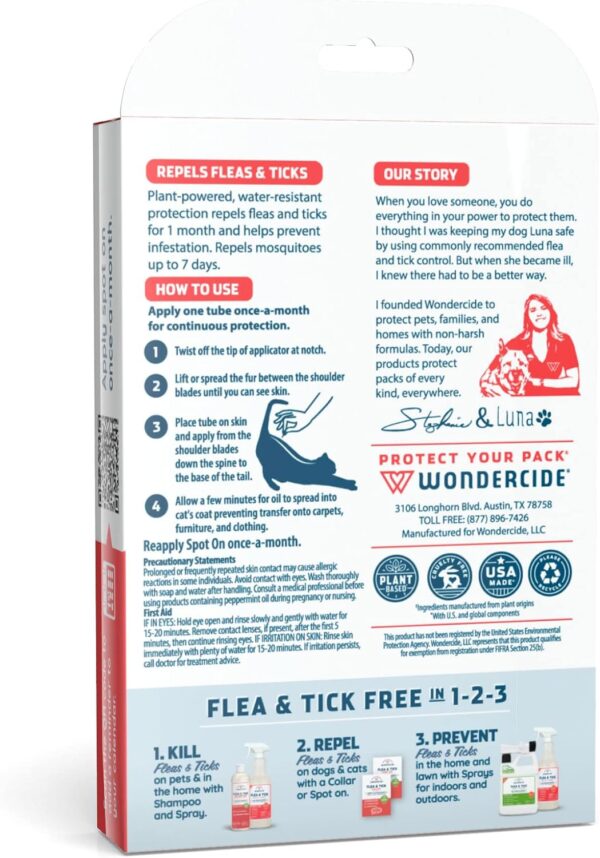 Wondercide - Flea and Tick Cat Spot On - Flea, Tick, and Mosquito Repellent, Prevention for Cats with Natural Essential Oils - Pet and Family Safe Up to 3 Months Protection - 3 Tubes of 0.03 oz - Image 7