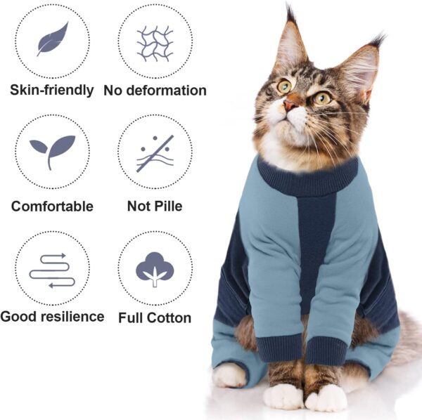 Bonaweite Cat Pajamas for Cats Only, Sticky Hair Cat Clothes, Prevent Lost Hair Kitten Onesie Shirts Costumes Outfits for Pet, Cat Recovery Suit for Cats or Small Dogs - Image 2