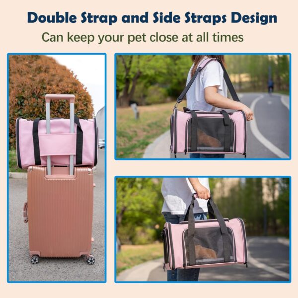 Dog Cat Carrier Pet Carriers for Small Medium Large Cats Dogs Carrier Soft Sided Small Puppy Dog Carrier Portable Foldable Airline Approved Dog Cat Travel Carrier Pink Medium - Image 4