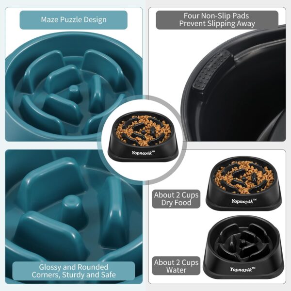 Slow Feeder Dog Bowls 2PCS, Anti-Slip Maze Puzzle Dog Feeding Bowls, Anti-Chocking and Interactive Dog Food Bowls, Bloat Stop Dog Bowls for Small and Medium Dogs and Cats (Black and Navy Blue) - Image 3