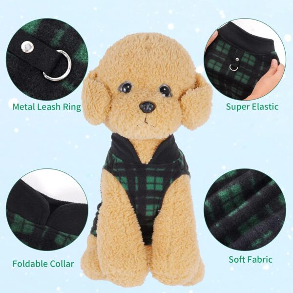 4 Pieces Buffalo Plaid Dog Sweaters with Leash Ring Soft Fleece Vest Dog Pullover Warm Jacket Pet Dog Clothes Winter Dog Outfits for Small Puppy Cat Pets (Medium) - Image 5