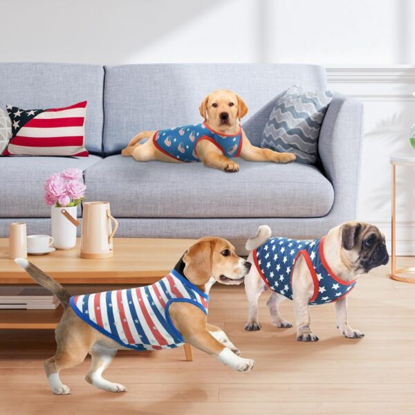 Vehomy 3Pack 4th of July Dog Shirt Clothes American Flag Dog Sleeveless Shirt Stars & Stripes Puppy Tank Top Independence Day Patriotic Dog Vest Shirt Outfit Costume for Small Medium Dogs Cats XL - Image 7