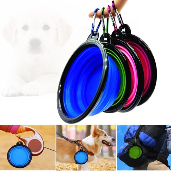 Collapsible Bowls Dog Pet Bowl, 4 Pack for Cats Dogs Travel Bowl Portable Foldable Pet Feeding Watering Dish Pet Supplies for Walking Parking Traveling Camping with 4 Carabiner Clip - Image 4