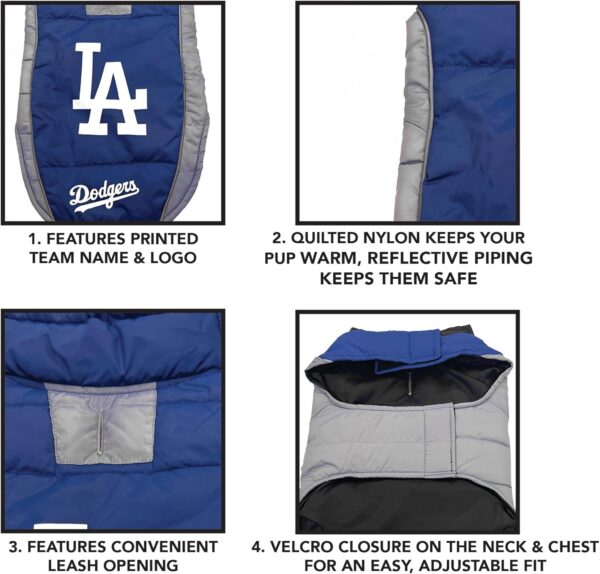 Pets First MLB Los Angeles Dodgers Puffer Vest for Dogs & Cats, Size Large. Warm, Cozy, & Waterproof Dog Coat, for Small & Large Dogs/Cats. Best MLB Licensed PET Warming Sports Jacket (LAD-4081-LG) - Image 8