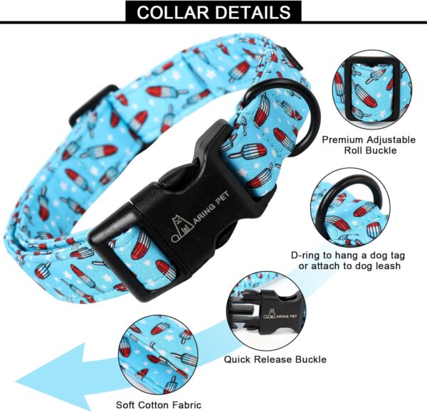 ARING PET Summer Dog Collar-Cotton Lightweight Dog Collars, Adjustable Pet Collar Puppy Collars with Quick Release Buckle for Small Medium Large Dogs - Image 3