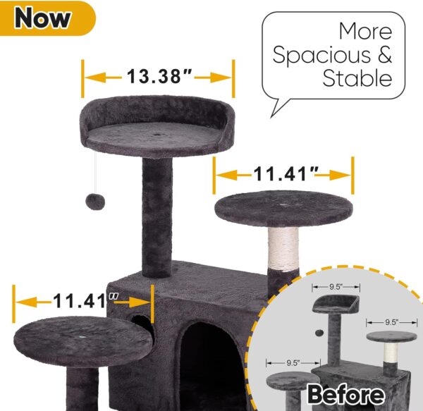 54in Cat Tree Cat Tower for Indoor Cats Plush Cat Condo Multi-Level Cat Furniture with Scratching Post, Jumping Platform Cat Play House Activity Center - Image 4