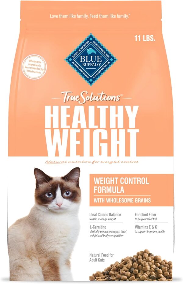 Blue Buffalo True Solutions Healthy Weight Natural Dry Food for Adult Cats, Chicken, 11-lb. Bag