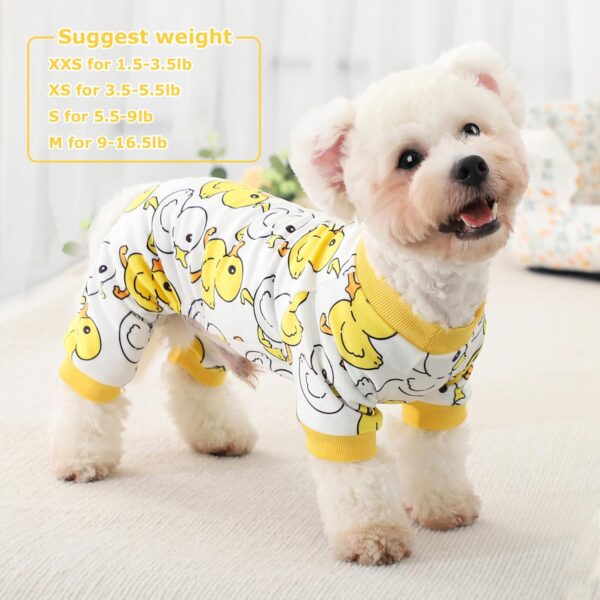 Dog Pajamas Cute Duck Soft Fleece Stretchy Dog Onesie Pet Pjs Fall Dog Clothes for Small Dogs Girl Boy (Medium, Yellow Duck) - Image 8