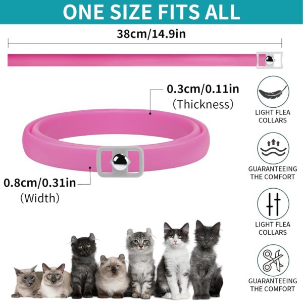 4 Pack Flea Collar for Cats, Cat Flea and Tick Collar 8 Months Cat Flea Collar Treatment Prevention, Adjustable Waterproof Cat Flea Collar Kitten Natural Tick and Flea Collar for Cat (Pink&Purple) - Image 7