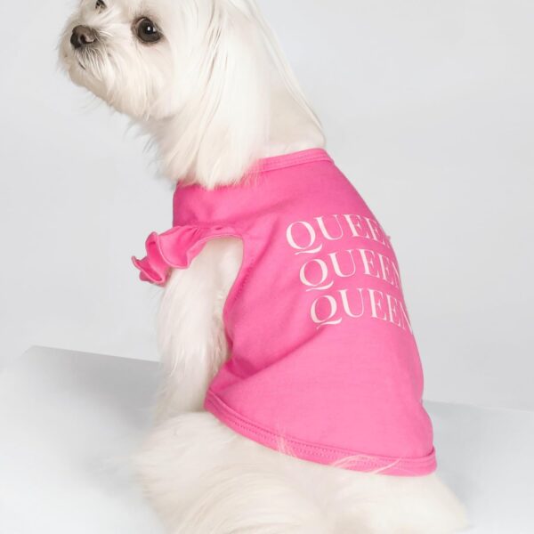 Fitwarm Ruffle Queen Dog Shirt, Doggy Summer Clothes, Funny Dog Shirt for Small Dogs Girl, Pet Outfit, Pink, Medium - Image 3