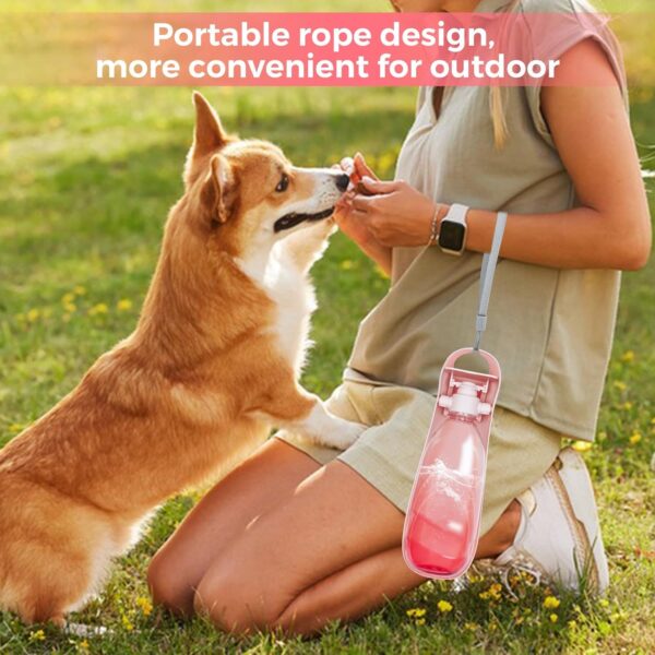 19oz Dog Water Bottle, Collapsible Dog Travel Water Bottle, Portable Dog Water Dispenser with Foldable Drinking Cup Bowl for Walking, Hiking, Lightweight, Leak-Proof, BPA Free, Pink - Image 8