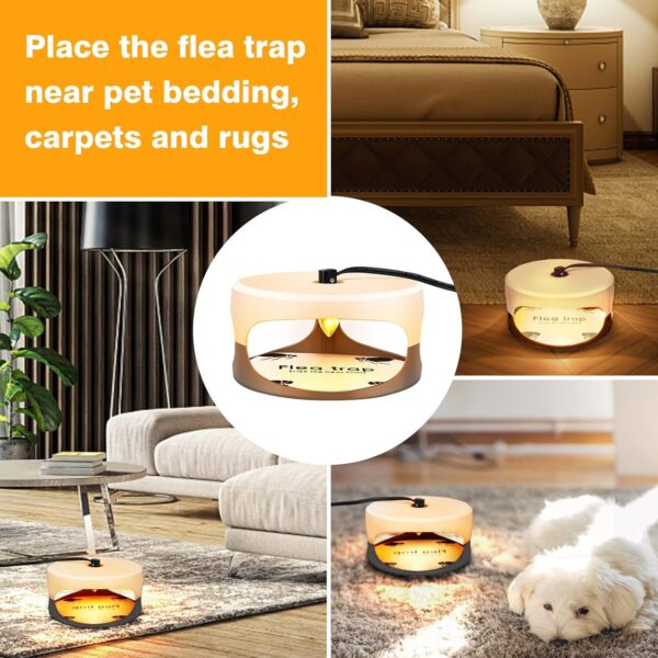 Flea Traps for Inside Your Home 2 Packs, Flea Light Trap for Indoor, Bed Bug Killer with Sticky Pads & Light Bulb Replacement, Natural Flea Insect Infestation Treatment Trap - Image 8