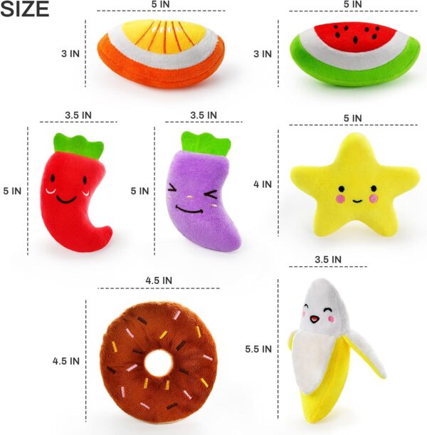 LEGEND SANDY 14 Pack Dog Squeaky Toys Cute Stuffed Plush Fruits Snacks and Vegetables Dog Toys for Puppy Small Medium Dog Pets - Image 5