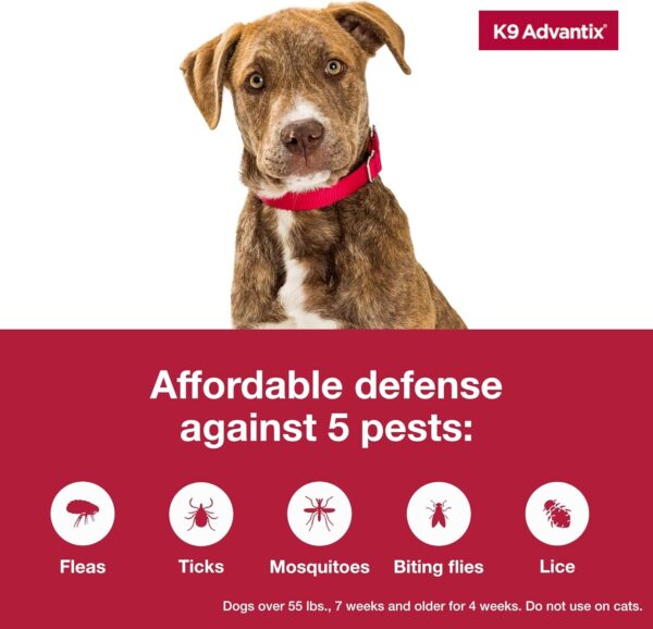 K9 Advantix Flea, Tick & Mosquito Prevention for Dogs Over 55 lbs. | Flea Drops for Extra Large Dogs | Apply Monthly | 2 Treatments - Image 3