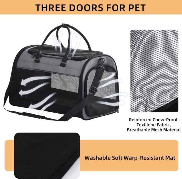 PET MARVEL Cat Carrier Soft Sided for Small Medium Cats Puppy up to 15 Lbs, Airline Approved Mesh Pet Travel Bag, Breathable Bite-Resistant Fabric with Removable Washable Mat - Image 4