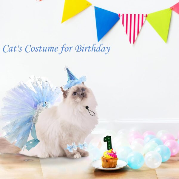 Cat Birthday Princess Costume for Cat Kitten Crown Hat Tutu Skirt Cat Princess Hat Cat Bandana Halloween Small Pet Outfit for Cats Kittens L - Image 2