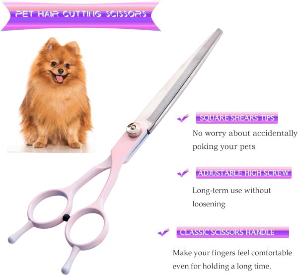 Dog Grooming Scissors Kit, Fcysy Professional Dog Trimming Scissors Set, Hair Cutting Scissors for Pet Dog Cat Grooming at Home, Curved Dog Scissors Pet Thinning Shears, Pet Grooming Supplies - Image 3